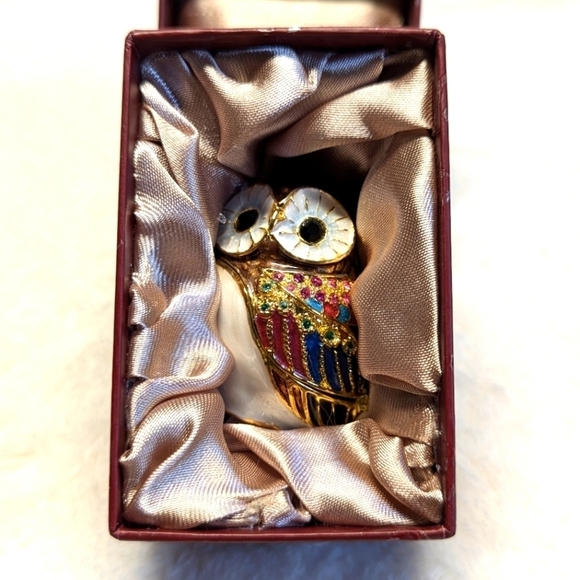NIB Nobility Baby Barn Owl Miniature Trinket Box - Picture 10 of 11